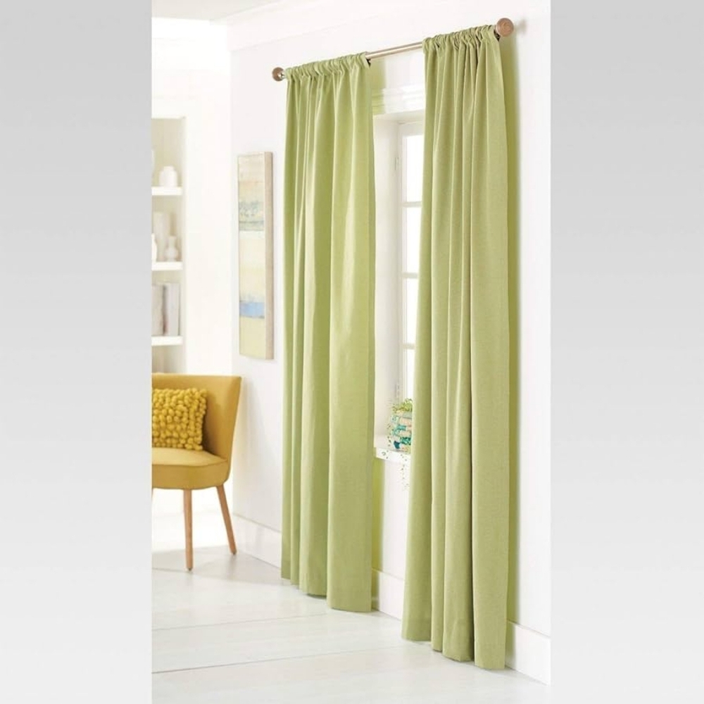 Htf THRESHOLD (2) Light Filtering Curtain Panels Color Green Farrah 84"